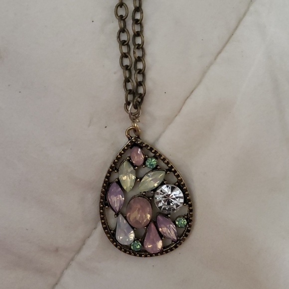 Multicolored bronze necklace with Rhinestones - Picture 1 of 1